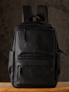 Handmade Vegetable-Tanned Cowhide Backpack for Men, Genuine Leather Business Laptop Bag, Large Capacity Travel Bag, Fashionable Double-Shoulder Bag
