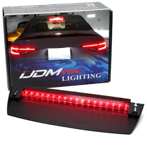 iJDMTOY OEM-Spec Dark Red Lens Full LED Rear Windshield High Mount Third Brake Light Bar Assembly For 2017-2024 Audi A4 S4 (B9 Model), 2020-2024 A8 S8