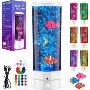 1PC Bubble Aquarium Fish Table Lamp, 16 Colors Changing Sensory Night Light with Remote Control, DIY Real Fish Tank, Kids Birthday Gift, Bedroom Decor for Boys and Girls, Bedroom Led Lights, Relaxing Stress Relief Light