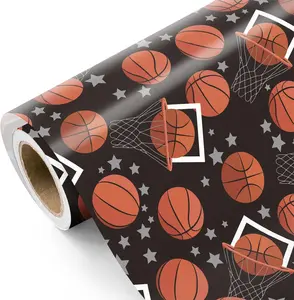 WRAPAHOLIC Basketball Wrapping Paper - Mini Roll - 17 Inch x 9.8 Feet - Classic Basketball Sports Wrapping Paper Perfect for Birthday, Basketball Lover, Sports Party