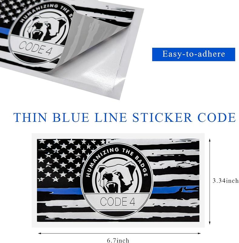 10 Packs Thin Blue Line Sticker - Code 4, Thin Line Flag Car Decal, Police Support Stickers - American Flag Thin Blue Line Decal for Cars, Trucks, Windows, Laptops