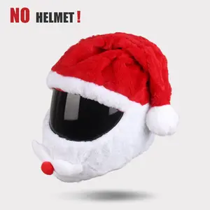 Helmet protective cover cartoon, warm, windproof, scratch resistant, suitable for full face helmet, uncovered helmet, Santa Claus holiday atmosphere