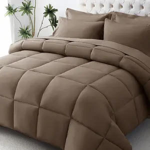 Queen Comforter Set,-Soft Bed in a Bag Queen Size 7 Pieces, Oeko-TEX Certified Bedding Set with Down Alternative Comforter, Sheets, Pillowcases & Shams, Brown