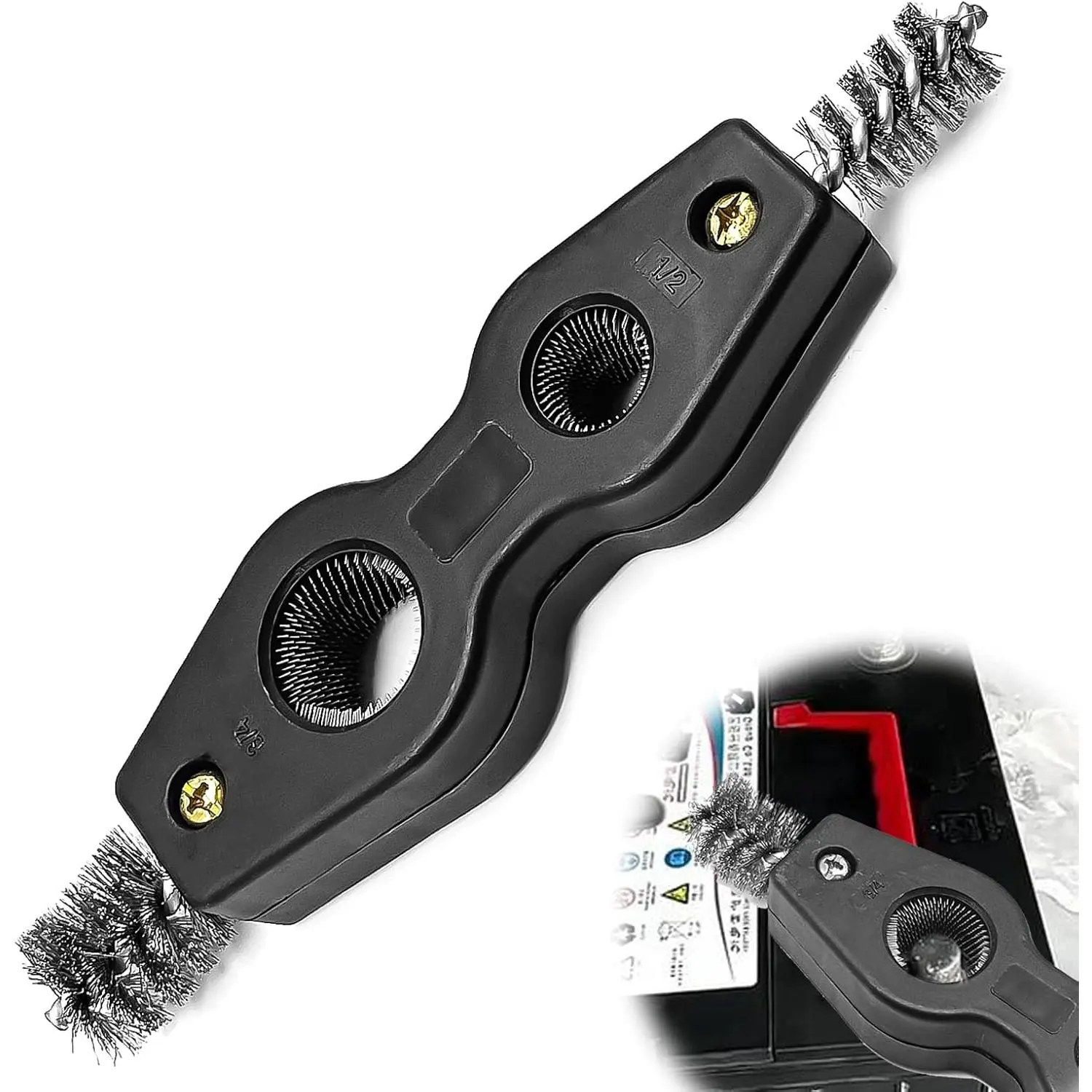 4-in-1 Universal Brush Tool - Anti-Corrosion Battery Terminals Cleaner, Copper Pipes Cleaner Brush Tool for Automotive Maintenance, Marine Plumbing Installation (Ideal for Car Owners), Compact, Batteries