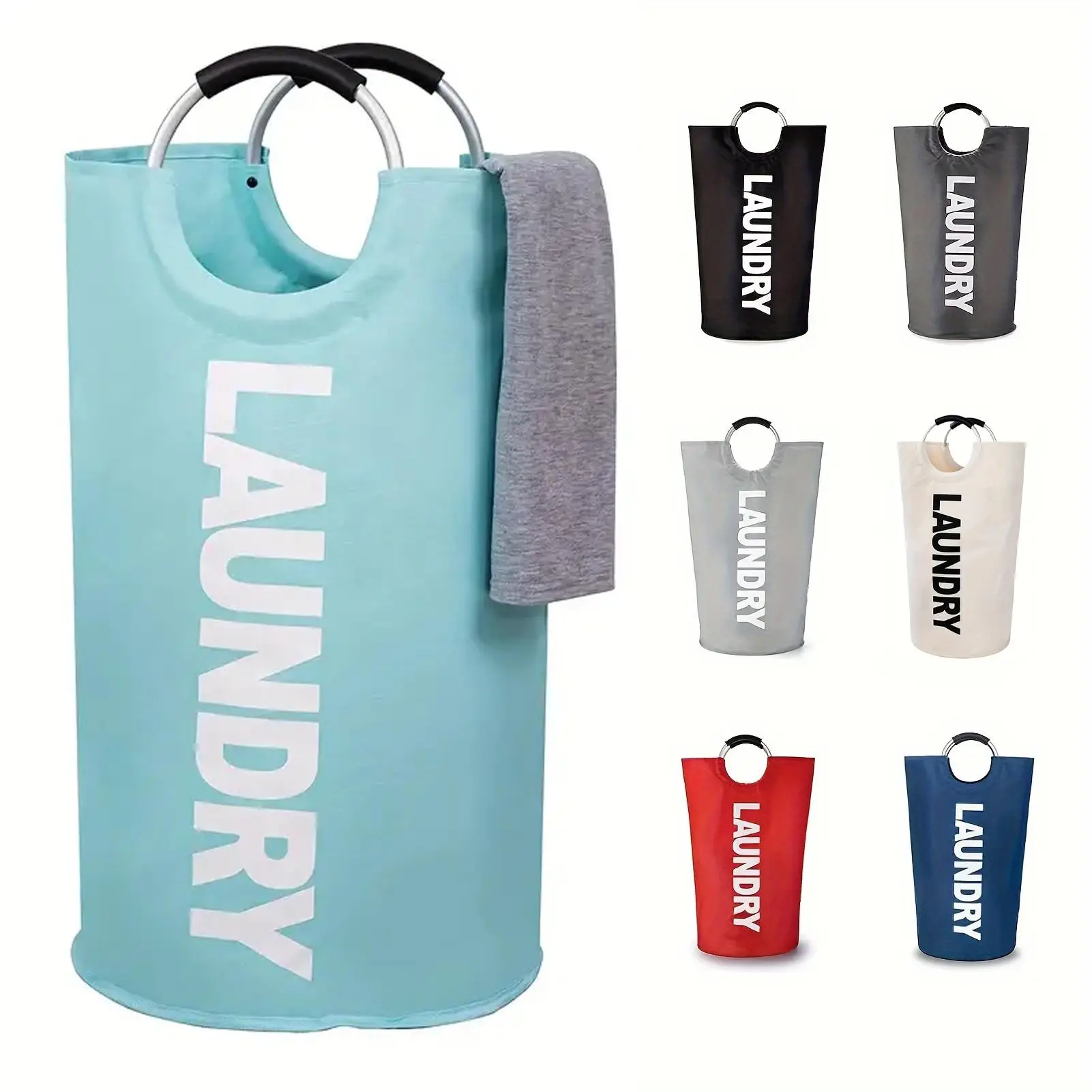 Large Waterproof Laundry Basket, 1 Count Collapsible Laundry Bag, Freestanding Tall Clothes Hamper, Foldable Washing Bin, Home Organizer for Bedroom,