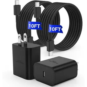 45W Super Fast Charger Type C, for Samsung Galaxy S25 S24 Charger Block with 10FT Type C Charging Cord for Samsung Galaxy S25+ S24+/Ultra/S22/S21/S20, iPhone 17 Air/16/15 Pro,Pro Max,Plus