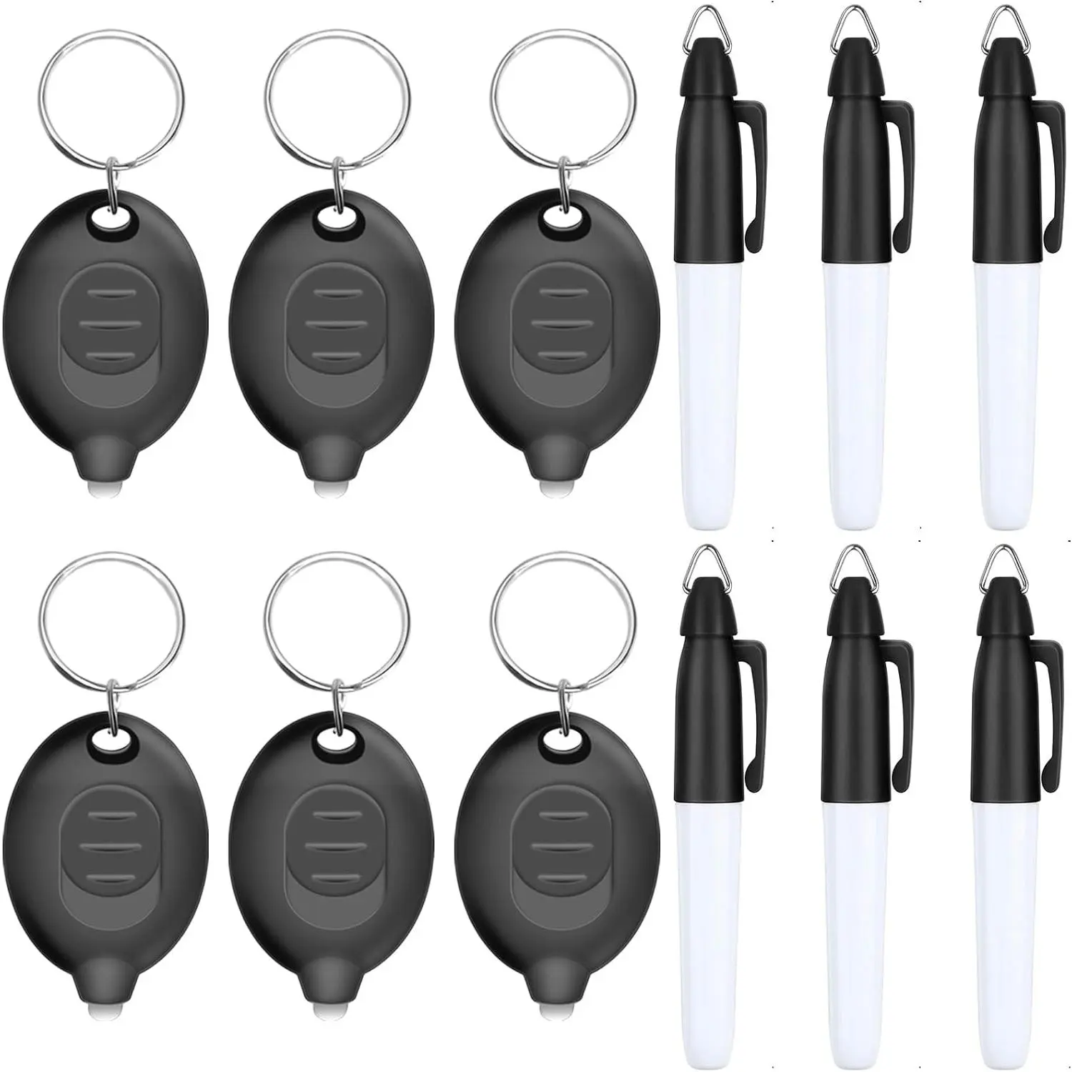 Mini LED Keychain Flashlights & Permanent Marker Pens, Badge Lights for Nurses 12 Lumen Battery Powered, Badge Reel Pen for Nurses Doctor Office Outdoor Gift (12PCS)