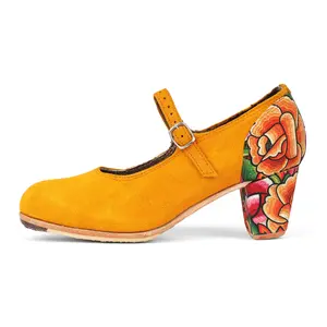 Danzarteb Women’s Suede Folklórico Shoes with Oaxaqueño Ankle – 7cm Heel