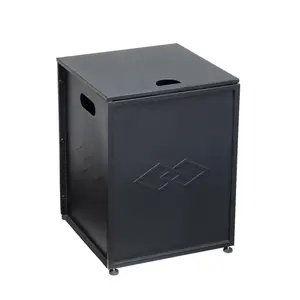 16 in Wide Durable Cover Outdoor Tank Side Table - 20 Lbs Capacity with Storage, Dual-Function for Gas Fire Pit & Grill, Black Diamond Design