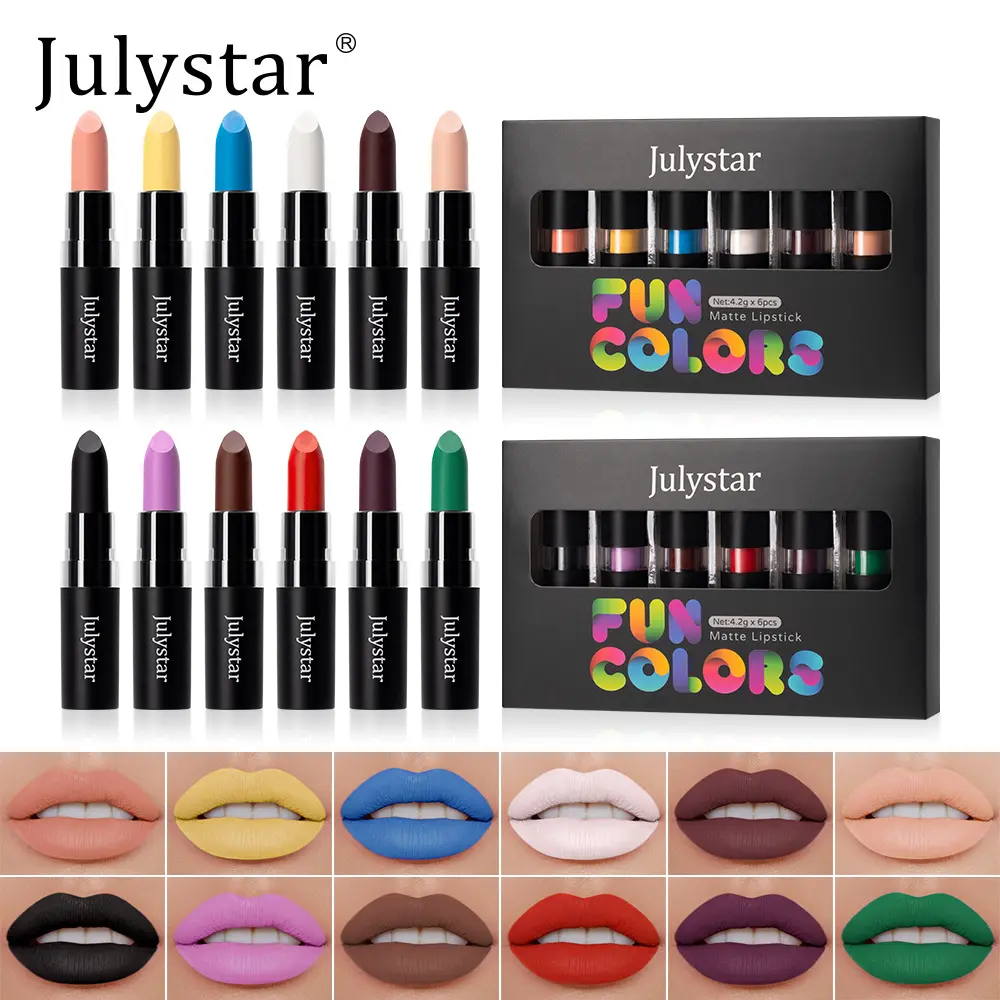 6 Piece Matte Lipstick Set, Dark Color Makeup for Vampire Halloween Party, Nightclub Dance Party Cosplay, Multi-Pack Balm