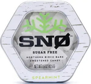 SNØ Spearmint KETO Xylitol Candy Chips - 1.5oz Tin - Sugar-Free, Low Carb, Diabetic-Friendly, Non-GMO, Vegan, GF & Kosher - Purest Candy in the World - Bonbon