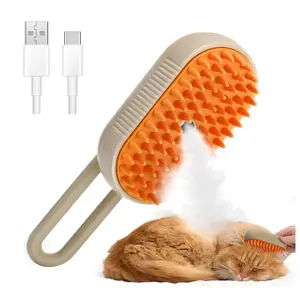 4-in-1 Cat Steam Brush for shedding – Self-Cleaning Comb for Long and Short Hair Cats and Dogs, Steam Pet Brush for Hair Removal, Vibrating Message, Grooming sepillo hair remover adjustable steamy fur tool furminator release  clean brush comb