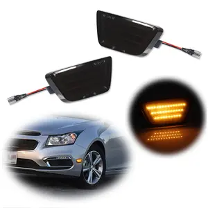 2pcs For 2011 2012 2013 2014 2015 Chevy Cruze Smoked Lens Amber LED Front Bumper Side Marker lamps Lights, Replace OEM 42334145, GM2551198, 42334144, GM2550198