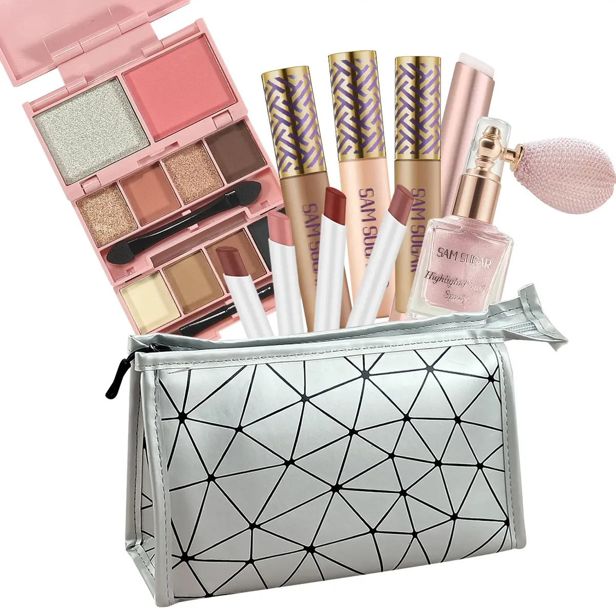Multifunctional Makeup Set with Fashionable Bag, Includes Concealer, Lip Gloss, Lipstick, Eyeshadow Palette, Blush, Perfect Gift for Women & Girls