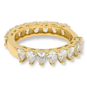 Radiance by Absolute™ Goldtone 1/2 and 1/2 Comfort Band Eternity Ring