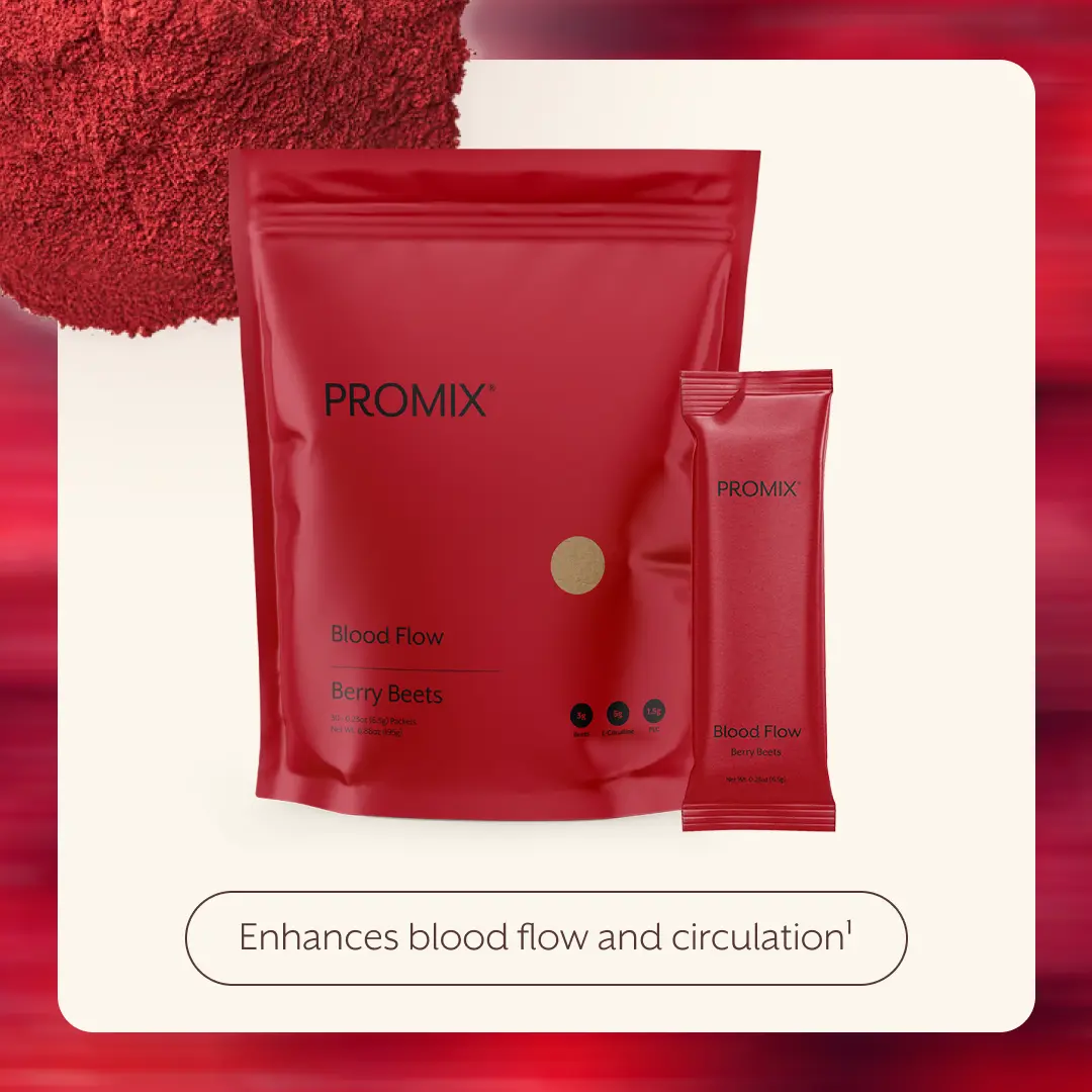 Promix Blood Flow Powder – Circulation & Performance Support – Beet Root + Nitric Oxide – Berry Beets Flavor – 30 Servings