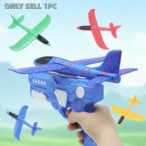 Durable Foam Airplane Toy Set, One-Touch Launch Glider Model Aircraft for Kids Aged 3-9, Outdoor Play, Parent-Child Interactive Game, Holiday Gift