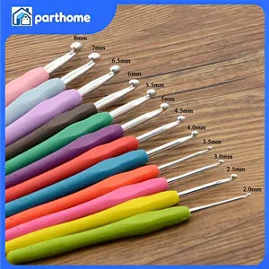 12Pcs Ergonomic Crochet Hooks Set Soft Needles Crafts Sewing Knitting Hooks Tool