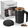 Rechargeable Electric Magnetic Auto-Stir Stainless Steel Tumbler - Reusable, Washable Travel Mug with LCD Thermometer, 30s Auto-Stir, 30s Powder Dissolve, No Spoon Needed for Milk/Cocoa, Kitchen/Office Drinkware, Gift for Dad for Christmas