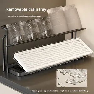 Home corner multi-layer movable desktop storage rack, office tea cup and thermos cup drainable rack, cup holder, wine glass organizer, Beverage Organizer