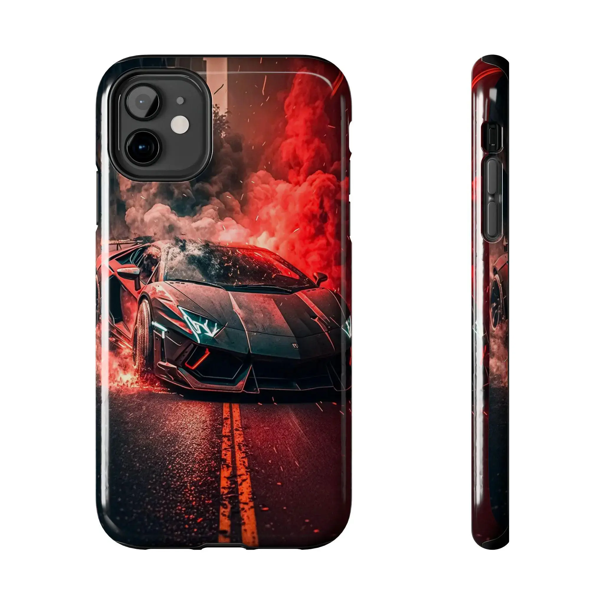 Red Smoke Lamborghini Sports Car Art Themed Phone Case Premium Matte Texture, Protection, Shockproof, Anti-Drop, Anti-Fingerprint For IPhone 17-12, Pro Max, Pro Plus, and Samsung S25-22 Protection Safety