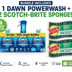 Dawn Platinum Plus Powerwash Dish Spray Kit + 2 Heavy Duty Scrub Sponges Cleaning Bundle