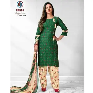 Green Kurta Patiala Suit with Dupatta – Floral Print, Festive & Casual Wear #1009