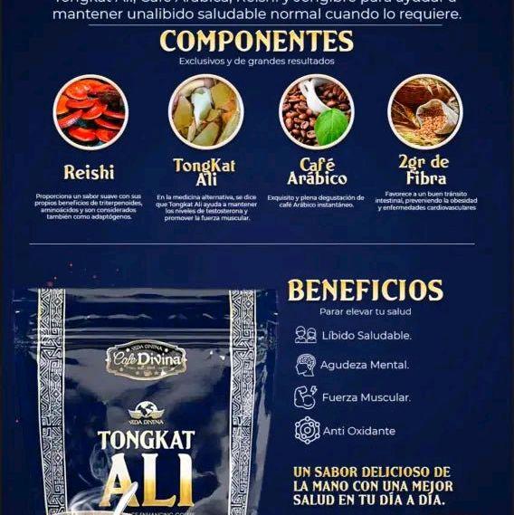 Café Divina Coffee Tongkat Ali 20 Sachets Infused with 100% Organic Reishi 14.8 oz (420 g) Total Volume 210 Sachets - Beverage, Bean Taffy Ginseng Ganoderma Herbal Immune Support ground coffee Mushroom Coffee herbal tea