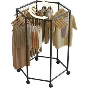 Laundry Rack Hexagonal Drying Stand for Clothes Space Saving Hanger with Multi Level Design for Bedroom Dorm Balcony Outdoor Indoor Use Metal Foldable Storage