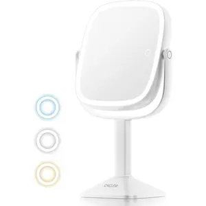 9 large magnifying mirror with light 1x10x rechargeable lighted makeup mirror with magnification 3 color modes stepless dimming 360 swivel stand up makeup mirror with detachable base