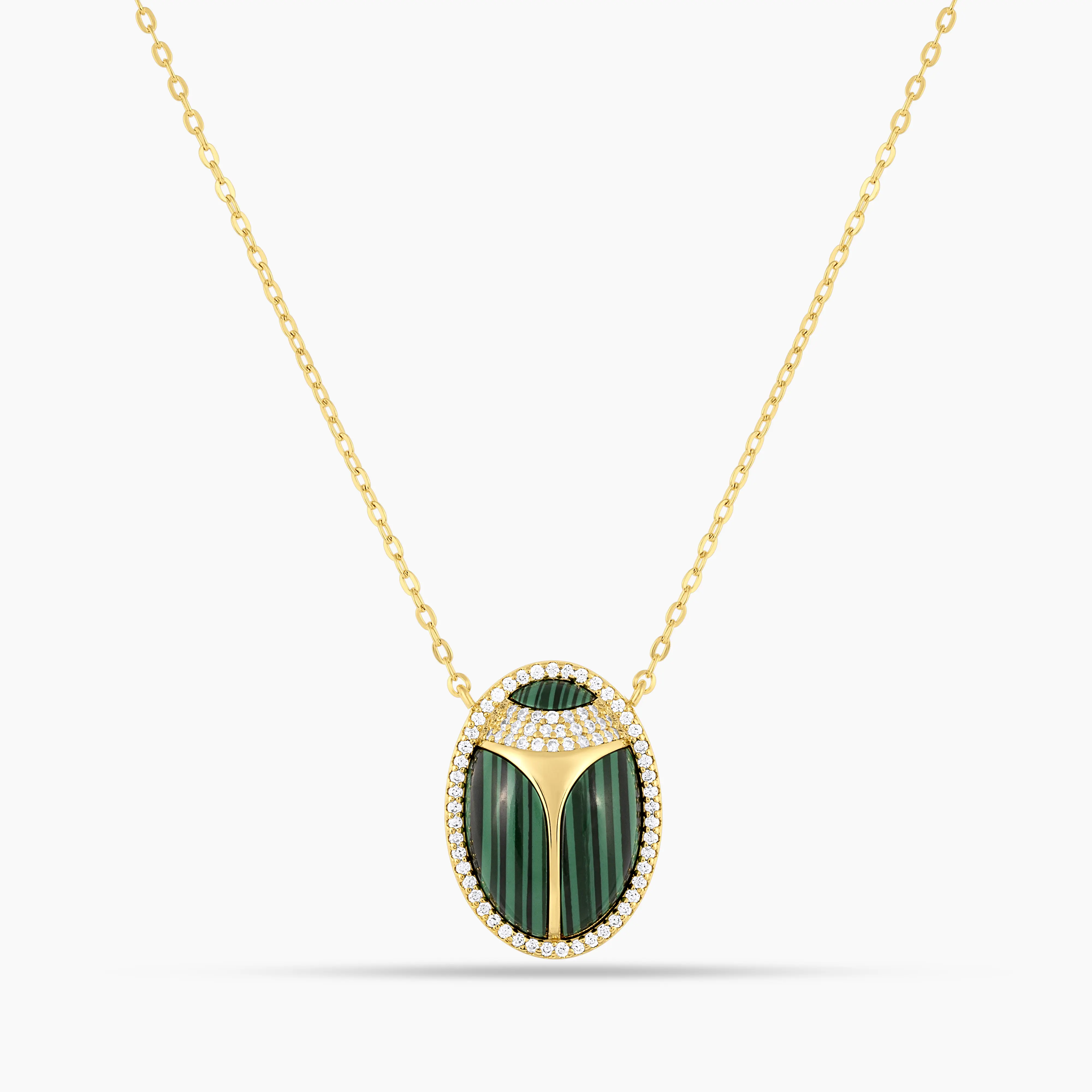 Elevated Scarab Malachite Necklace