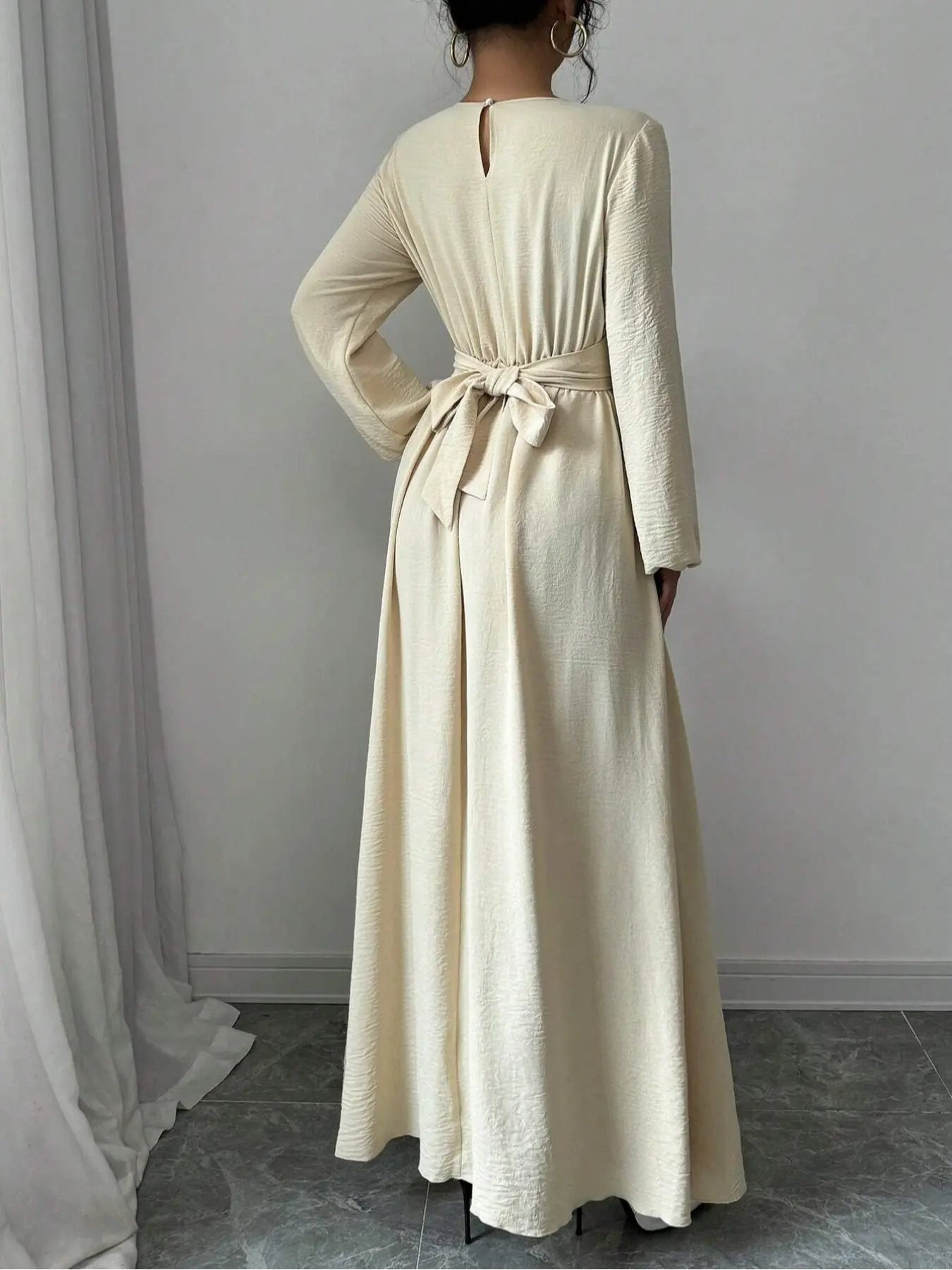 maxi dress nightwear Shirred Neck Maxi Nightgown, XL / Ecru