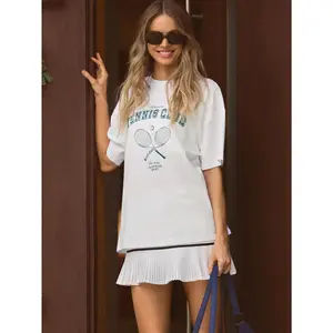 GLOWMODE Pima Cotton Big Swing Ultra-Soft Lightweight Stretchy Relaxed Fit Hip-Length Retro Front Graphic Crewneck Tee Tennis Golf Pickleball Daily Casual Wear