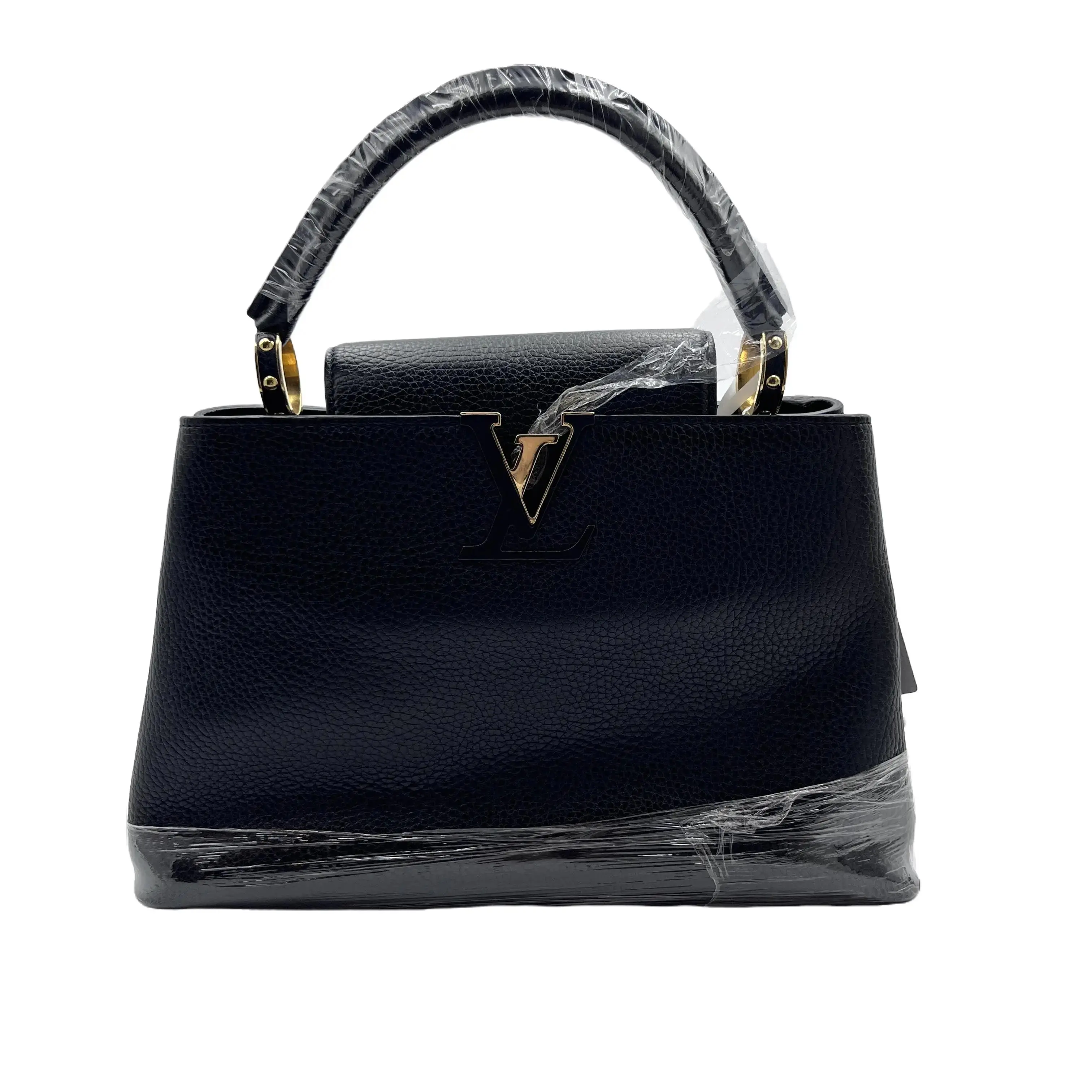 Pre-owned Louis Vuitton HZ9 LV Capucines — Medium, Black & Gold, Grained Leather 61279