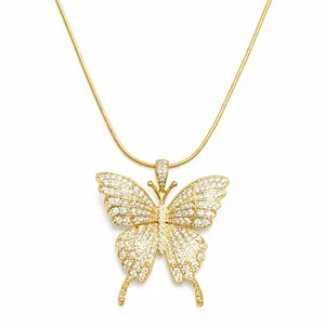 DIDIRAY 14K Gold Plated Chain with Butterfly Pendant