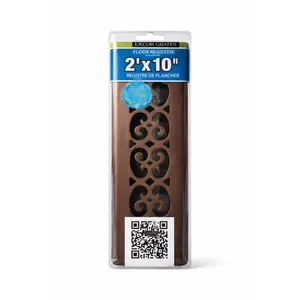 Decor Grates 2 in. x 10 in. Scroll Steel Floor Register – Rubbed Bronze Vent Cover with Adjustable Damper