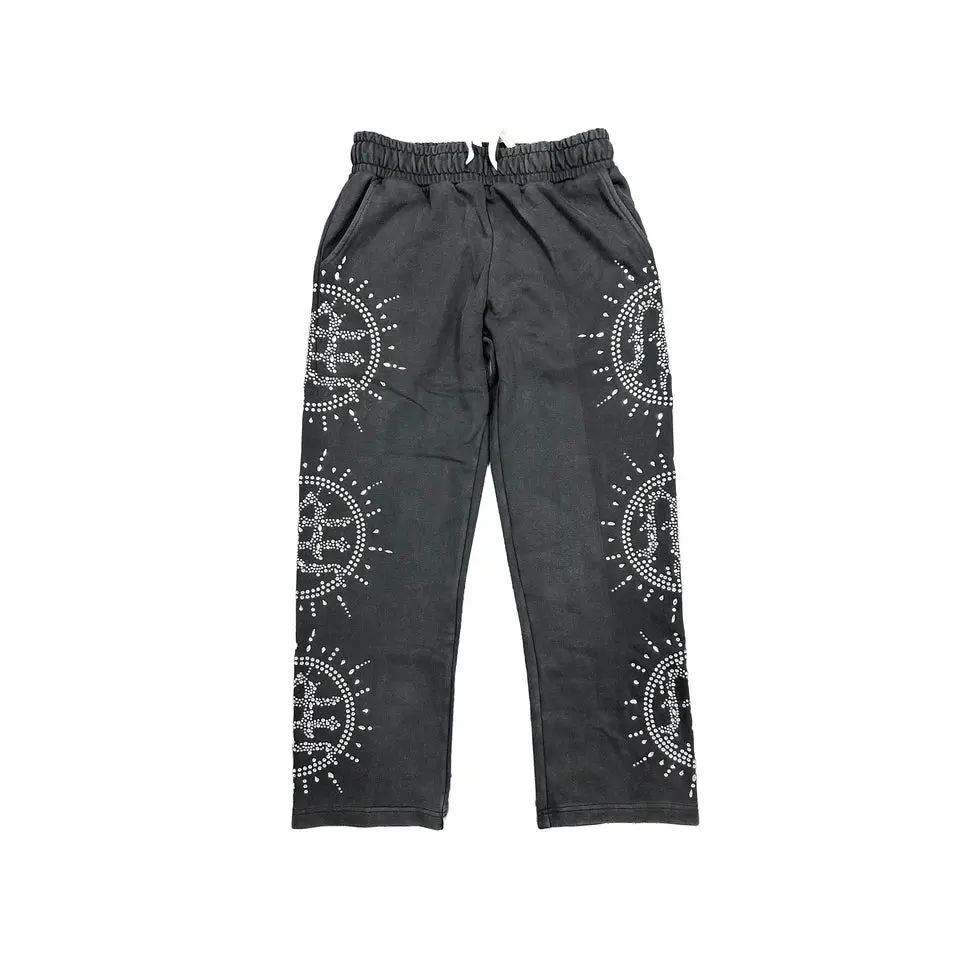 ‘Eclipse’ Grey Acid Wash Rhinestone Sweats