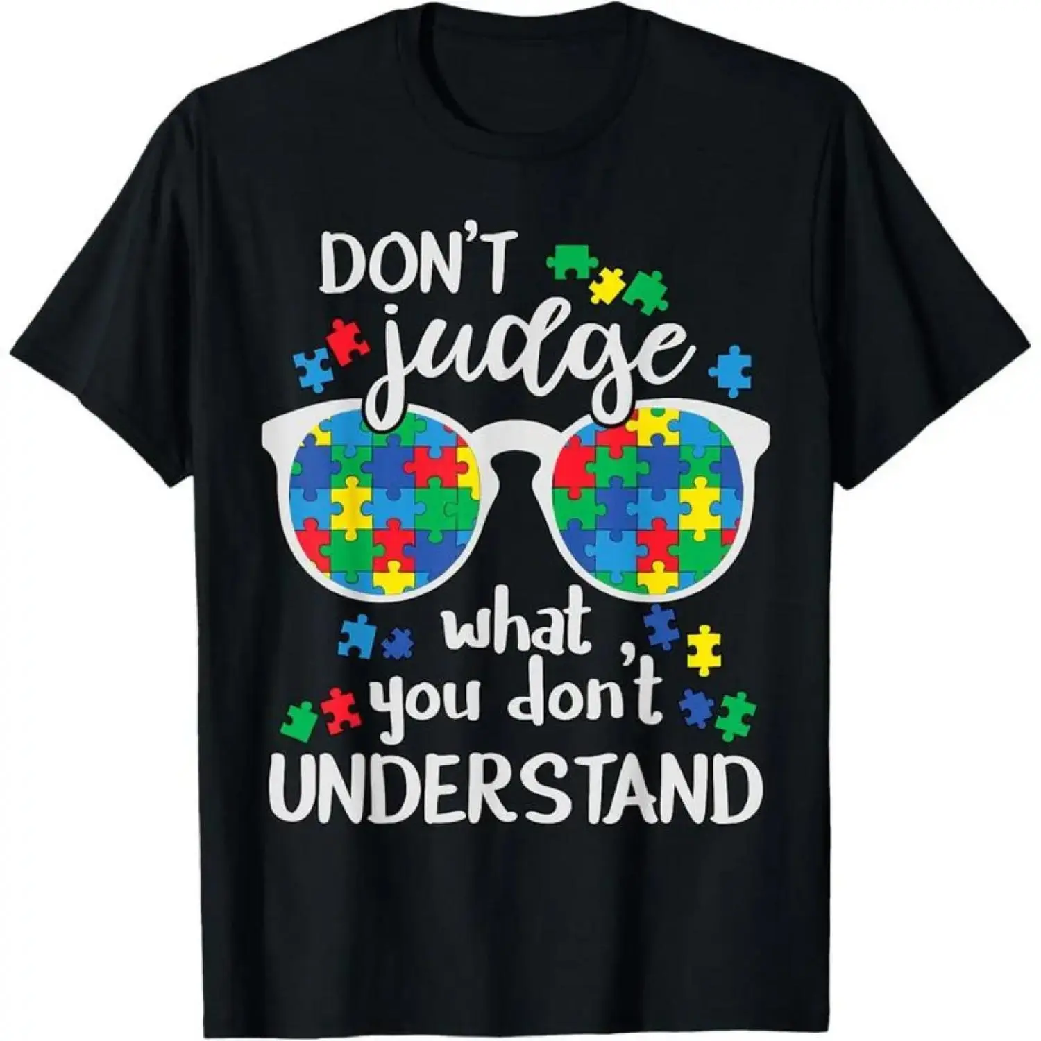 Women's T-Shirt in Soft Cotton with Autism Awareness Graphic, Comfortable Short-Sleeve Round Neck for Daily Wear & Sensitive Skin