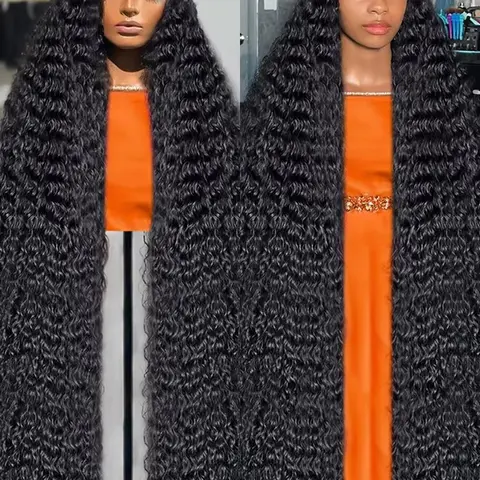 16-36 Inch Deep Wave 13x6 Transparent Lace Front Human Hair Wig Brazilian Deep Curly 13x4 HD Lace Frontal Wigs For Women
