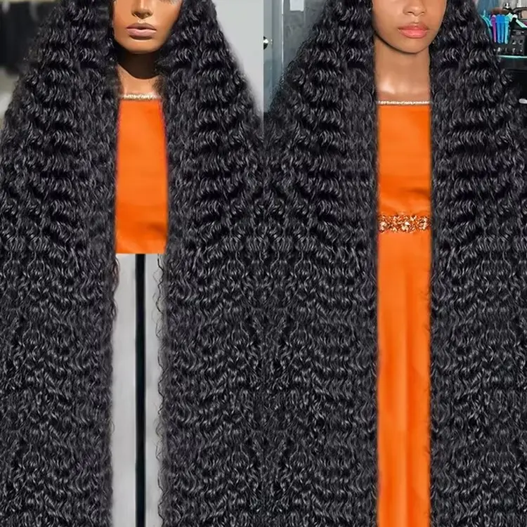 16-36 Inch Deep Wave 13x6 Transparent Lace Front Human Hair Wig Brazilian Deep Curly 13x4 HD Lace Frontal Wigs For Women