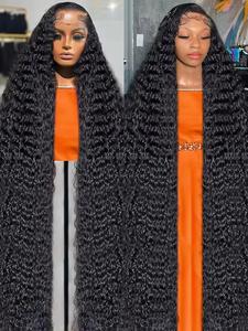 16 38 Inch Deep Wave 13x4 Transparent Lace Front Human Hair Wig Brazilian Deep Curly 13x6 HD Lace Frontal Wigs For Women summerwins