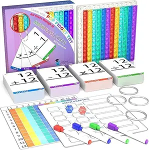 Math Games for Kids - Flash Cards for Kids - Pop it Practice with Addition, Subtraction, Multiplication & Division - Ideal for Math Learning and Skill Building