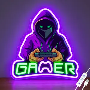 Dimmable Gamer Neon Sign, LED Wall Hanging Decor for Gaming Room, Gamer Setup Accessory, Ideal Gift for Teen Boys
