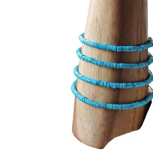 Amazonite Beads Macrame Adjustable Bracelet with Beige Color Thread for Women