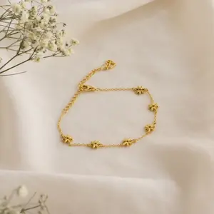 Flower Child Bracelet by Caitlyn Minimalist - Dainty Floral Charm Bracelet - Boho Jewelry - Friendship Bracelet - Flower Girl Gift