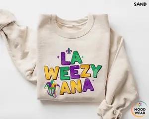 Retro La Weezy Ana Sweatshirt, Mardi Gras Hoodie, Louisiana Mardi Grass, Funny Mardi Gras Shirt, Trendy Shirt, Women's shirt