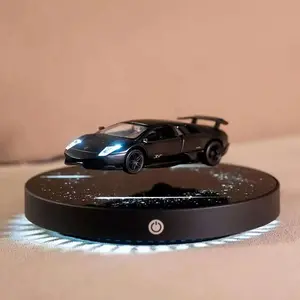 Magnetic Levitation Floating Creative1:36 Scale Black Car Automatic Rotation And LED Lighting Sports Cars Style  Ideal Gift for Boys & Men Friends Colleagues