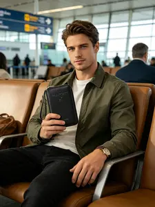 Sleek Leather Zippered Phone Wristlet, Multi-Card Slot Clutch with Phone Pocket, Modern Handbag for Women, Daily Commute & Weekend Getaways