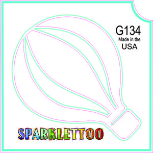 212 MAIN Ruby Red Glitter Face Paint Tattoo Stencils - G134, 3-Ply, Hot Air Balloon Design, 1.5x2.3x2.3 in, Pack of 100