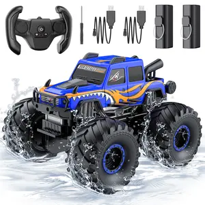 Remote Control 1/18 Scale Amphibious Monster Truck RC Car 2.4GHz 4X4 Pickup Off-Road Waterproof Vehicles Boys And Girls Holloween,Chrismass,Birthday Toy Gifts for Kids 6+